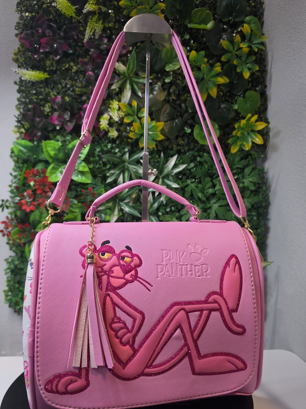 Pink Panther Pink Crossbody Bag with Tassel Charm